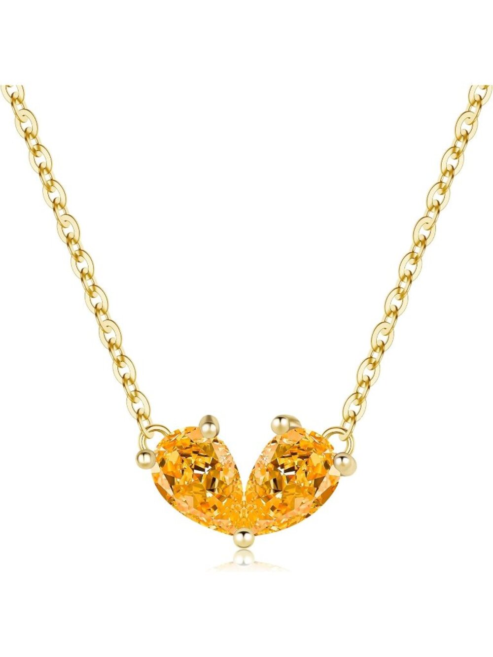 Women's Yellow And Glod 14 K Dainty Gold Plated Heart Birthstone Necklaces
